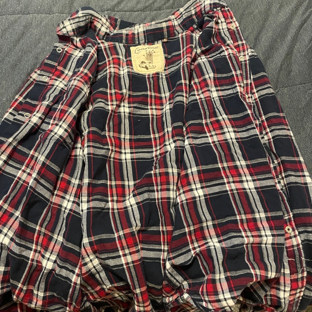 Red and blue flannel.